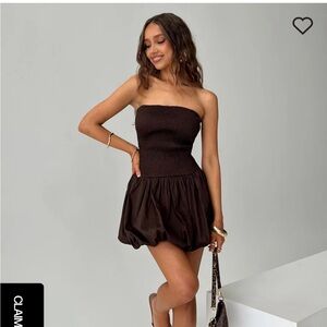 NWT Princess Polly Bubble Hem Strapless Brown Dress